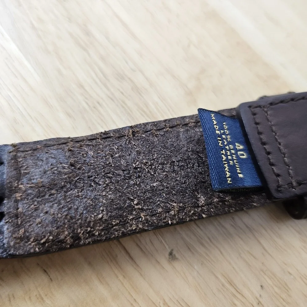 Brooks Brothers 40 Brown Woven Leather Belt Silver Buckle Men's Classic‎ Style